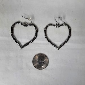 Silver Bamboo Heart Earrings